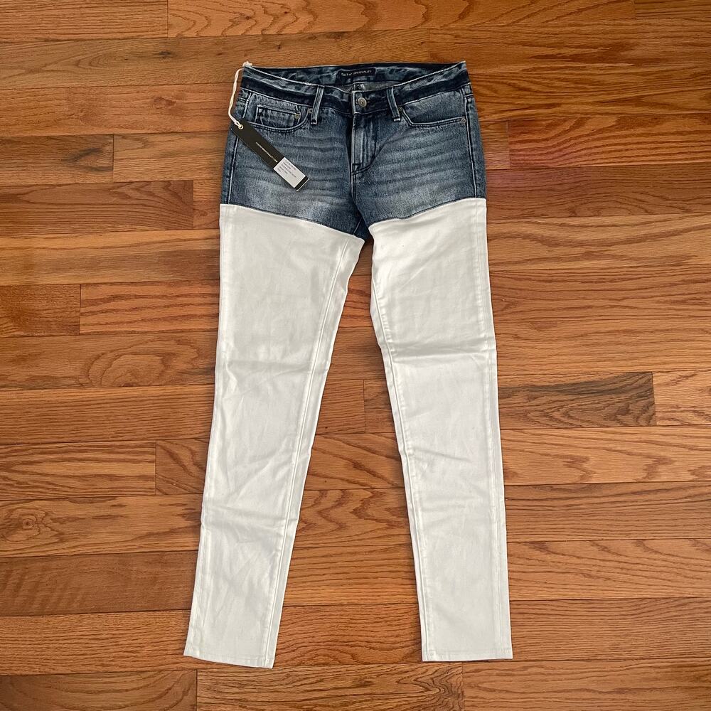Cult of Individuality Zen Skinny Jeans Womens 26 Mid Rise Two Toned Hem Blue NWT